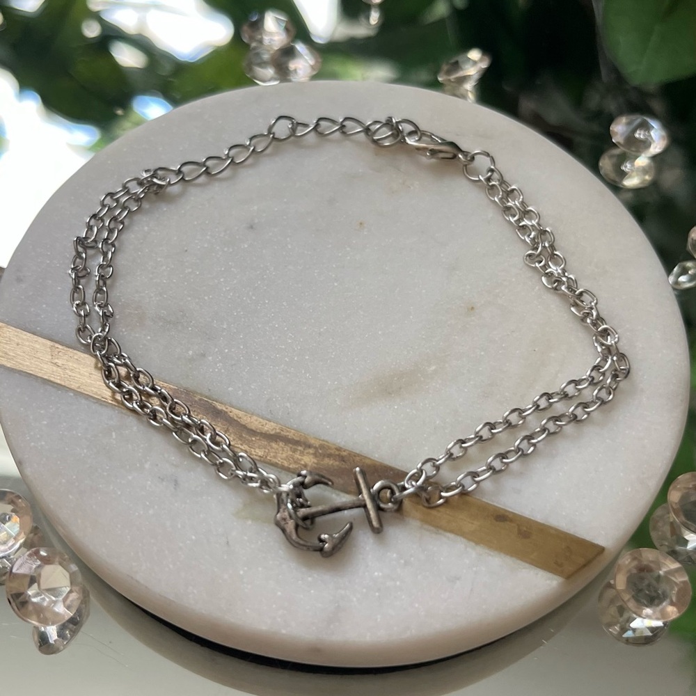 Silver Anchor Chain Bracelet